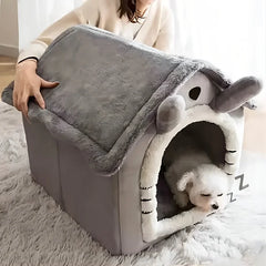 Foldable Cat House Bed - Removable & Washable - Indoor Pet Sleeping Kennel - Cozy Nest with Cute Little Ears for Small Pets