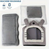 Foldable Cat House Bed - Removable & Washable - Indoor Pet Sleeping Kennel - Cozy Nest with Cute Little Ears for Small Pets