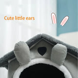 Foldable Cat House Bed - Removable & Washable - Indoor Pet Sleeping Kennel - Cozy Nest with Cute Little Ears for Small Pets