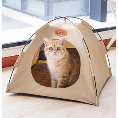 Foldable Pet Tent with Removable Mat | 4-Season Waterproof Outdoor Cat&Dog House | Portable Travel Bed for Camping/Hiking | Brea