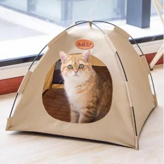 Foldable Pet Tent with Removable Mat | 4-Season Waterproof Outdoor Cat&Dog House | Portable Travel Bed for Camping/Hiking | Brea