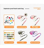 Pet Leash Explosion-Proof Waist Bag Portable Dog Running Reflective Leash