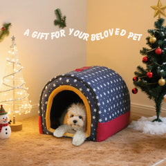 2 in 1  Warm Dog House Dog Cave Detachable Pet Sleeping Bed for Dogs Cats Soft Non-slip Dog Kennel with Ball Pendant Best Gift