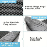 Waterproof Cat Litter Mat withTrapping Grids, 2-Layer Non-Slip Pet Pad for Litter Boxes  Extra Large Washable Floor Protector