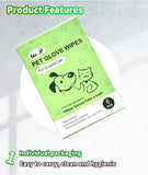 WLP : Pet Glove Wipes for Dogs & Cats,Hypoallergenic Pet Wipes Disposable No-Rinse Grooming,6PCS
