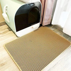 Waterproof Cat Litter Mat withTrapping Grids, 2-Layer Non-Slip Pet Pad for Litter Boxes  Extra Large Washable Floor Protector