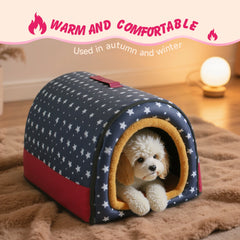 2 in 1  Warm Dog House Dog Cave Detachable Pet Sleeping Bed for Dogs Cats Soft Non-slip Dog Kennel with Ball Pendant Best Gift