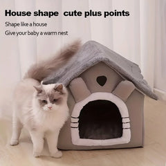 Foldable Cat House Bed - Removable & Washable - Indoor Pet Sleeping Kennel - Cozy Nest with Cute Little Ears for Small Pets