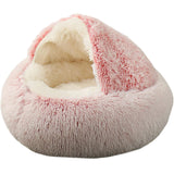 2 in 1 Soft Plush Pet Bed with Cover Round Cat Bed Pet Mattress Warm Cat Dog Sleeping Nest Cave for Small Dogs