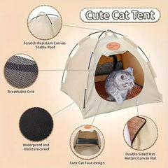 Foldable Pet Tent with Removable Mat | 4-Season Waterproof Outdoor Cat&Dog House | Portable Travel Bed for Camping/Hiking | Brea