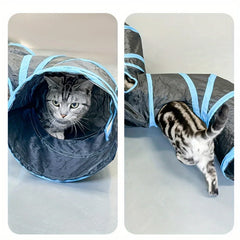 Cat Tunnel Three Ways Foldable Cat Tunnel Pet Supplies Cat Y Pass Play Tunnel Breathable Drill Barrel Kitty Interactive Fun Toy