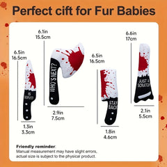 4PCS Funny Halloween Horror Plush Cat Toys Knife Cat Interactive Chew Toy for Teeth Cleaning Washable Interactive Cats Pet Toys