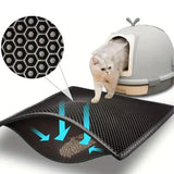 Waterproof Cat Litter Mat withTrapping Grids, 2-Layer Non-Slip Pet Pad for Litter Boxes  Extra Large Washable Floor Protector