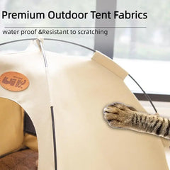 Foldable Pet Tent with Removable Mat | 4-Season Waterproof Outdoor Cat&Dog House | Portable Travel Bed for Camping/Hiking | Brea