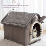 Foldable Cat House Bed - Removable & Washable - Indoor Pet Sleeping Kennel - Cozy Nest with Cute Little Ears for Small Pets