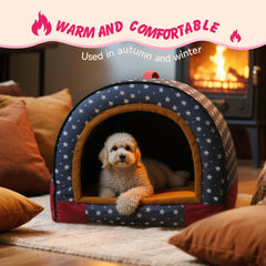 2 in 1  Warm Dog House Dog Cave Detachable Pet Sleeping Bed for Dogs Cats Soft Non-slip Dog Kennel with Ball Pendant Best Gift